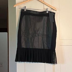 NWT La Pina black leather and tulle skirt, size M